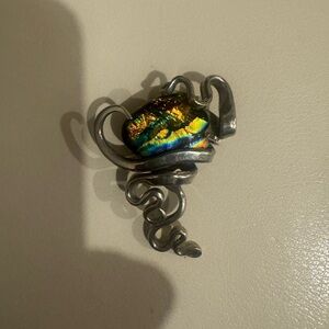 Unique Sterling silver pin with multi colored stones